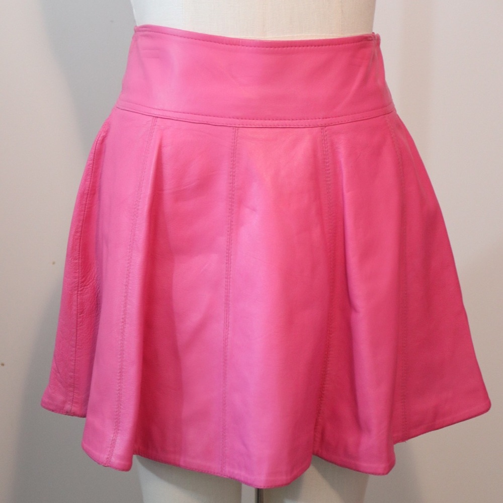 Pink Leather Skirt